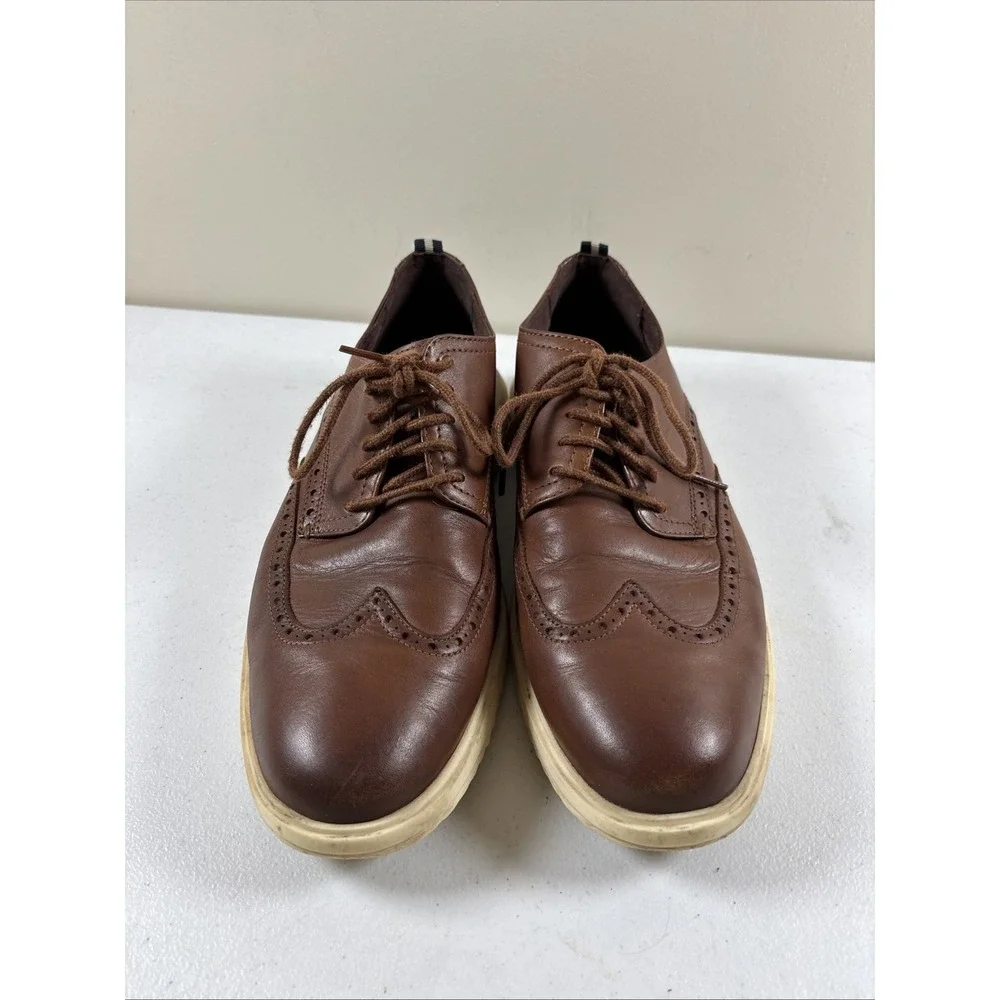 Cole Haan Leather Wingtip‎ Oxford Dress Shoes Brown White Sole Mens 9M